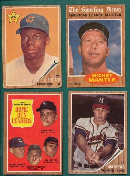 1962 Topps Lot of (135) W/ Mantle AS & Brock, Rookie