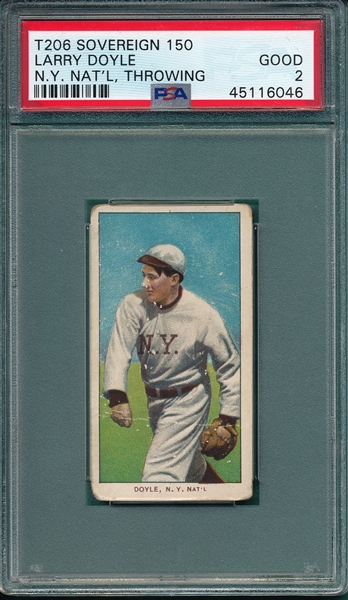 1909-1911 T206 Doyle, Throwing, Sovereign Cigarettes PSA 2