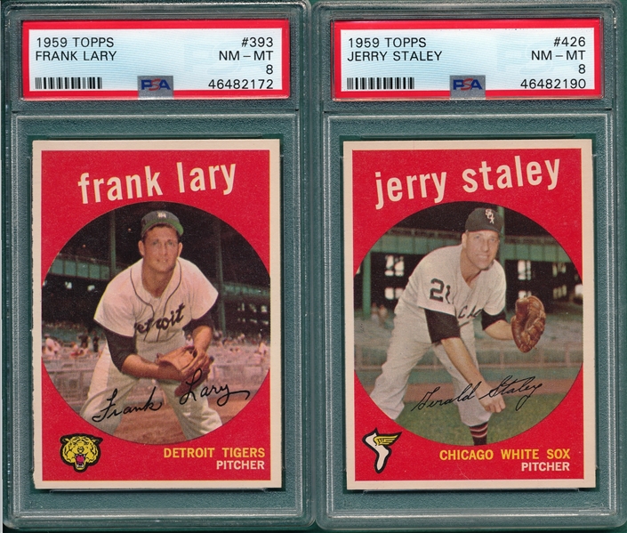 1959 Topps #393 Frank Lary & #426 Jerry Staley, Lot of (2), PSA 8