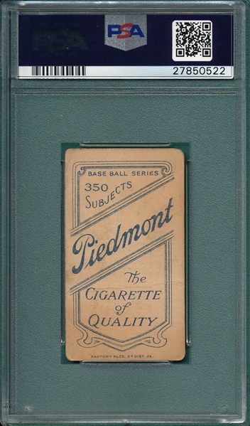 1909-1911 T206 Evers, Chicago On Shirt, Piedmont Cigarettes PSA 1.5