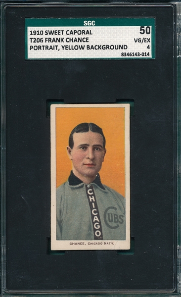 1909-1911 T206 Chance, Yellow Portrait, Sweet Caporal Cigarettes SGC 50