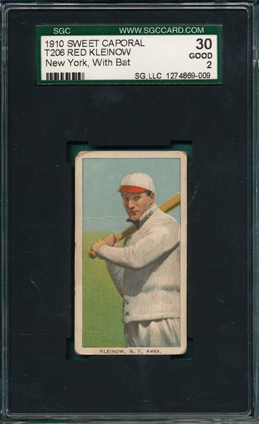 1909-1911 T206 Kleinow, New York With Bat, Sweet Caporal Cigarettes SGC 30 *Factory 25*