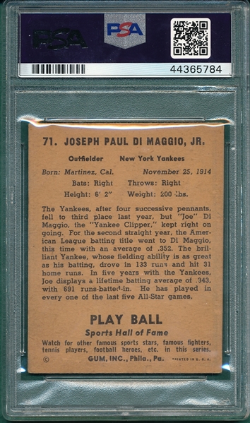 1941 Play Ball #71 Joe DiMaggio PSA 3.5