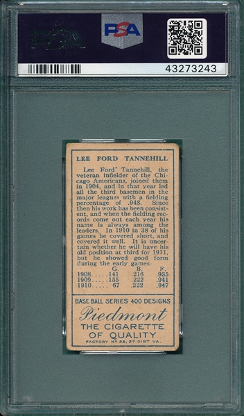 1911 T205 Tannehill Piedmont Cigarettes PSA 2