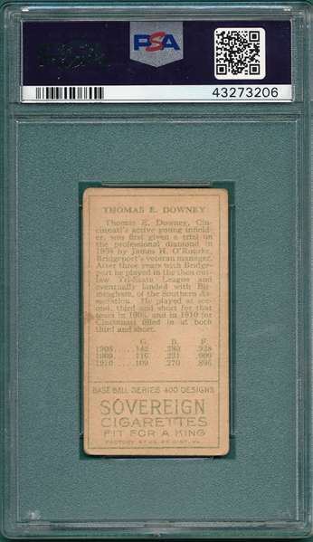 1911 T205 Downey Sovereign Cigarettes PSA 2