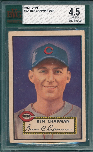 1952 Topps #391 Ben Chapman BVG 4.5 *Hi #*