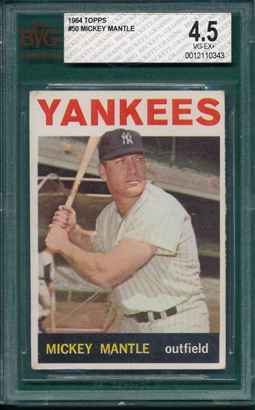 1964 Topps #50 Mickey Mantle BVG 4.5 