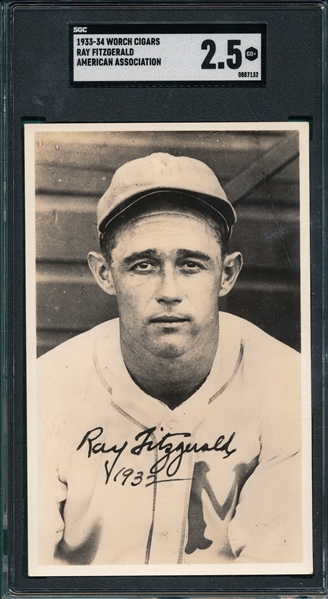 1933-34 Worch Cigar Ray Fitzgerald, American Association, SGC 2.5