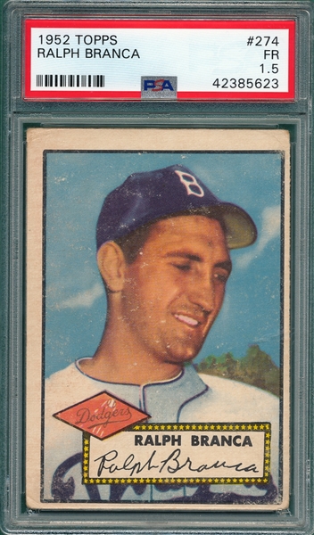 1952 Topps #274 Ralph Branca PSA 1.5 *Rookie*