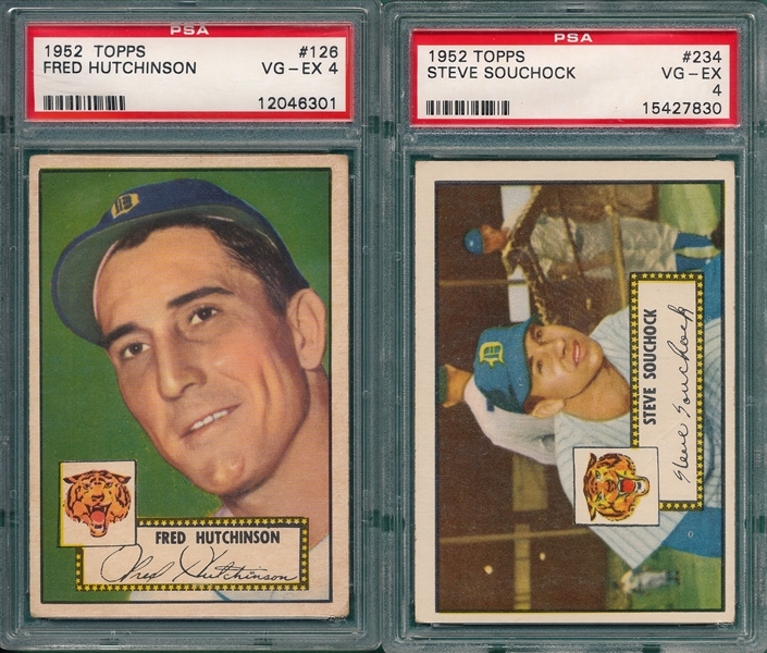 1952 Topps #126 Hutchinson & #234 Souchock, Lot of (2) PSA 4