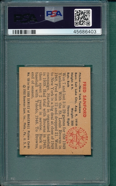 1950 Bowman #156 Fred Sanford PSA 8