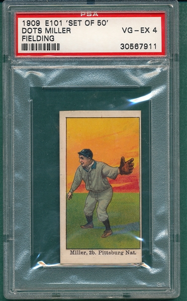 1909 E101 Dots Miller, Fielding, PSA 4 