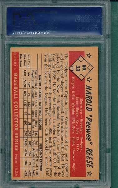 1953 Bowman Color Pee Wee Reese PSA 4