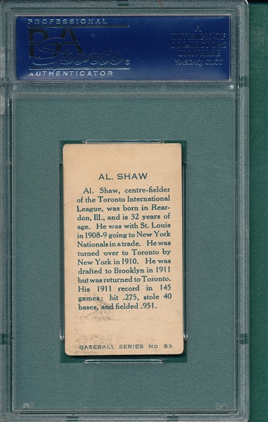 1912 C-46 #83 Shaw Imperial Tobacco PSA 4