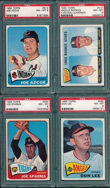 1965 Topps Lot of (4) W/ #587 Sparma PSA 8 *Hi #s*