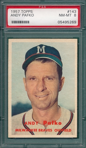 1957 Topps #143 Andy Pafko PSA 8