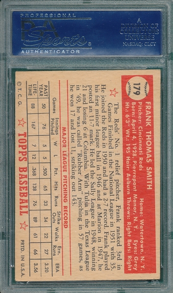 1952 Topps #179 Frank Smith PSA 6 (OC)
