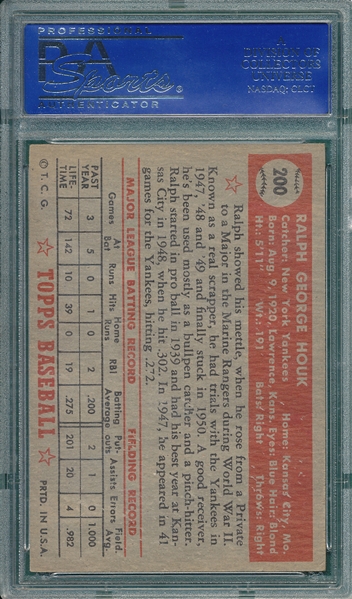 1952 Topps #200 Ralph Houk PSA 6