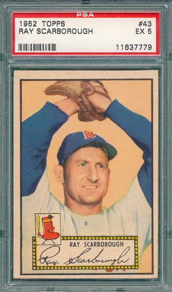 1952 Topps #43 Ray Scarborough PSA 5 *Red*