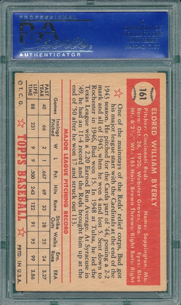 1952 Topps #161 Bud Byerly PSA 5 