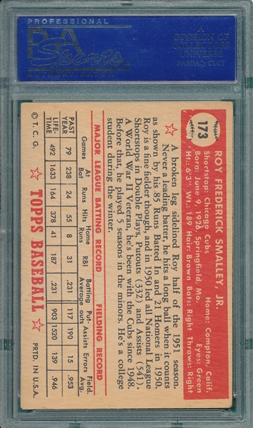1952 Topps #173 Roy Smalley PSA 5 
