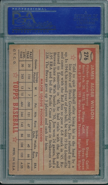 1952 Topps #276 Jim Wilson PSA 5 