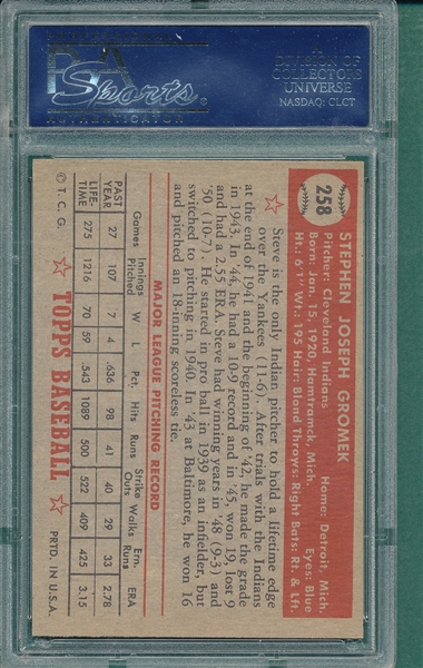 1952 Topps #258 Steve Gromek PSA 5 