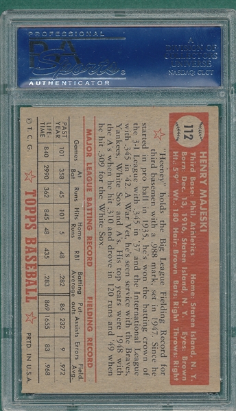 1952 Topps #112 Henry Majeski PSA 5.5