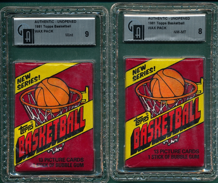 1981 Topps Basketball Unopened Wax Pack Lot of (2) GAI 8 & 9
