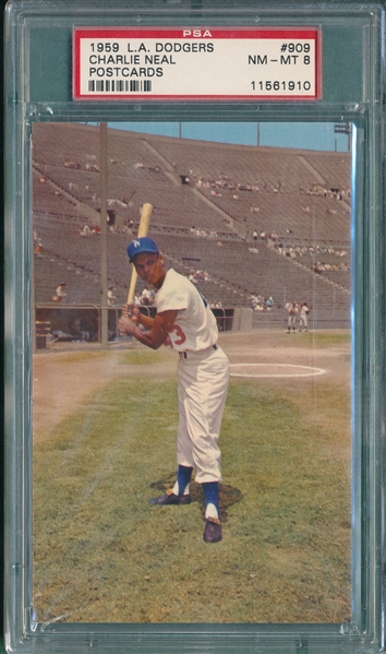 1959 Dodgers PC #909 Charlie Neal PSA 8