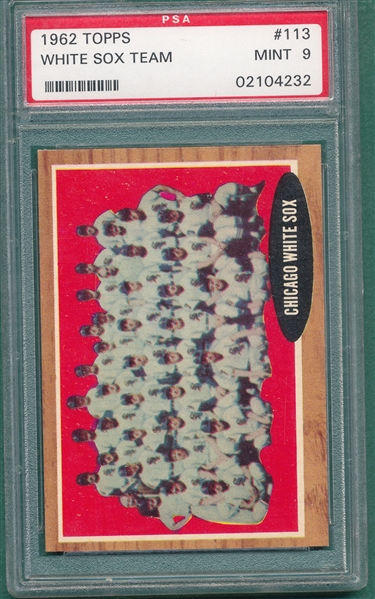 1962 Topps #113 White Sox Team, PSA 9 *MINT* 