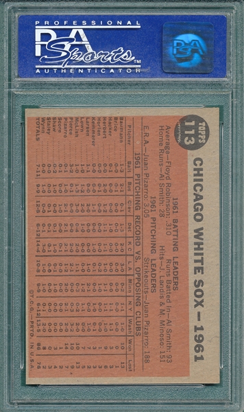1962 Topps #113 White Sox Team, PSA 9 *MINT* 