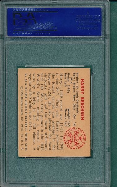 1950 Bowman #90 Harry Brecheen PSA 8
