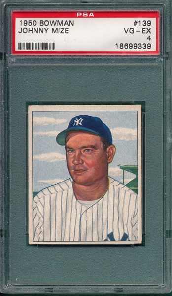 1950 Bowman #139 Johnny Mize PSA 4