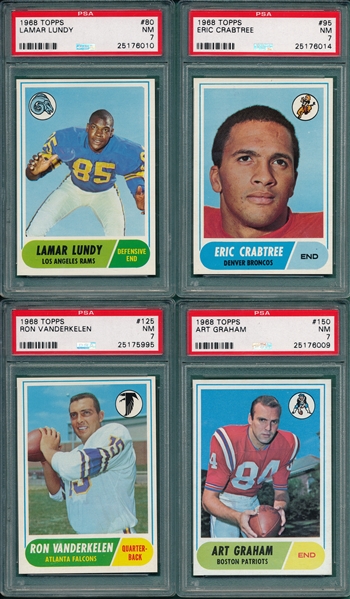 1968 Topps FB Lot of (7) W/ #77 Reeves PSA 7