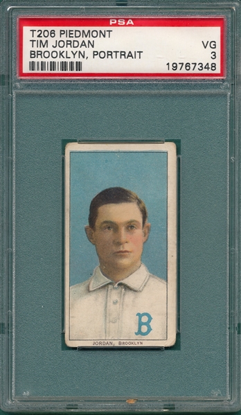 1909-1911 T206 Jordan, Portrait, Piedmont Cigarettes PSA 3