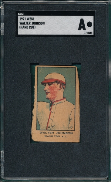 1921 W551 Walter Johnson SGC Authentic