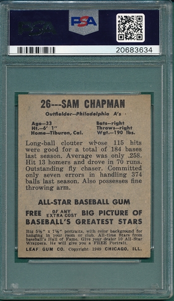 1948 Leaf #26 Sam Chapman PSA 8.5