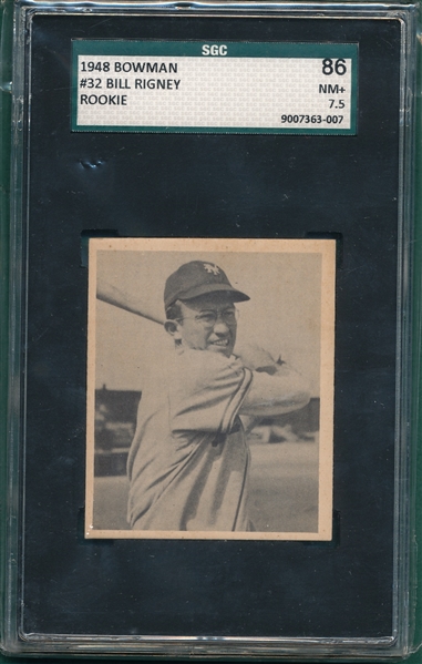1948 Bowman #32 Bill Rigney SGC 86