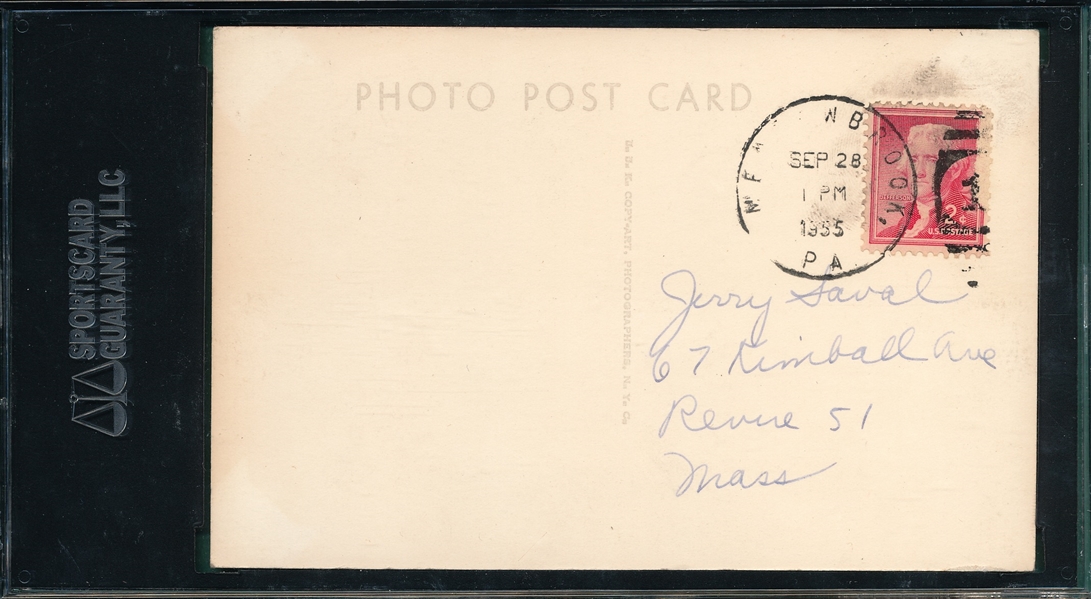 1955 Robin Roberts Signed Post Card SGC Authentic