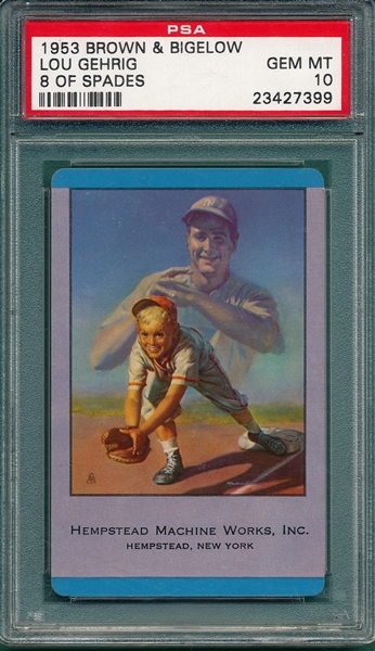 1953 Brown & Bigelow Lou Gehrig, 8 of Spades, PSA 10 *GEM MINT*