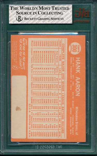 1964 Topps #300 Hank Aaron BVG 4.5
