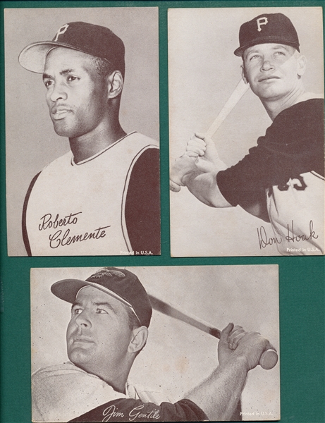 1962 Exhibits Stats Backs Lot of (7) W/ Clemente