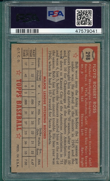 1952 Topps #298 Bob Ross PSA 6