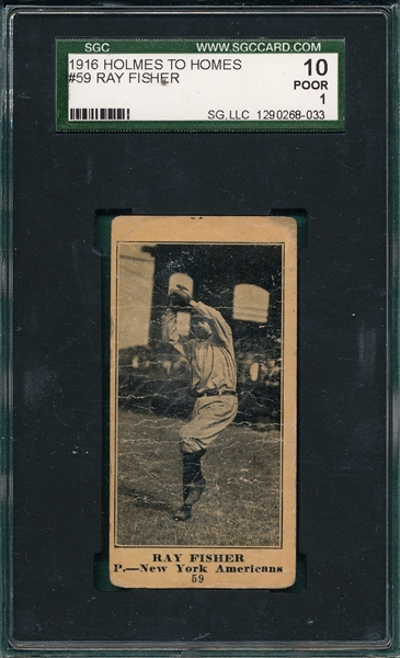1916 Holmes To Holmes #59 Ray Fisher SGC 10 *Only One Graded*