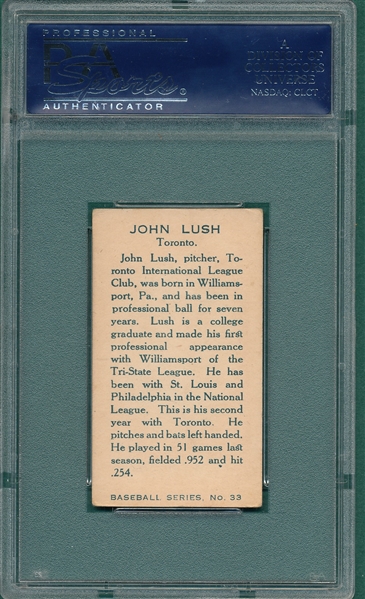 1912 C-46 #33 John Lush Imperial Tobacco PSA 4