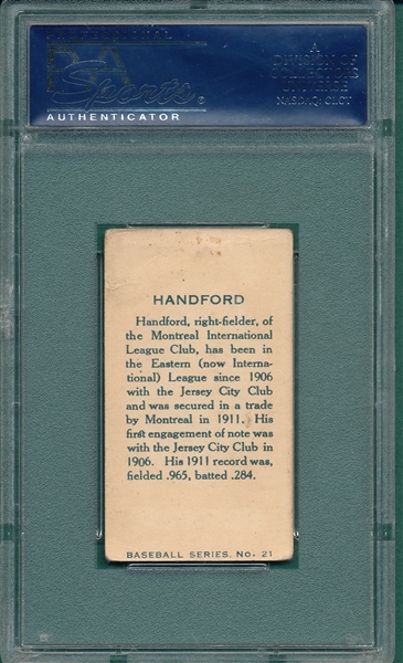 1912 C-46 #21 Charlie Hanford Imperial Tobacco PSA 3
