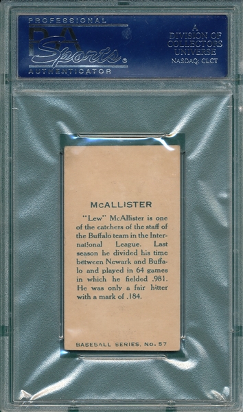 1912 C-46 #57 Lew McAllister Imperial Tobacco PSA 5