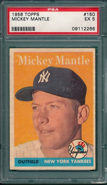 1958 Topps #150 Mickey Mantle PSA 5