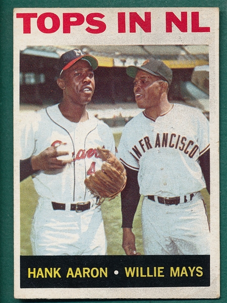 1964 Topps #423 Tops In NL W/ Aaron & Mays